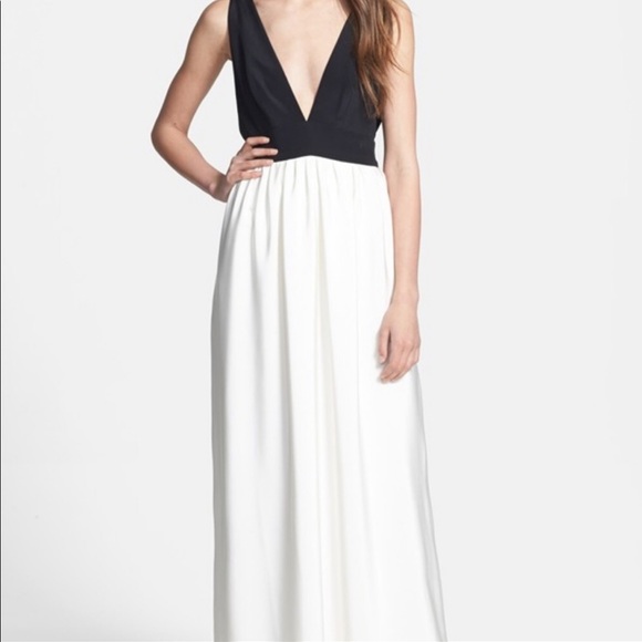 Jill Stuart NWT Two Tone Maxi Gown Deep VNeck sz6 - Picture 2 of 8
